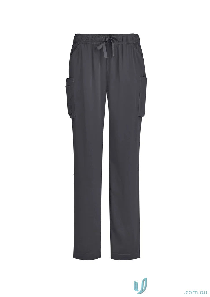 Gray drawstring cargo pants for Bizcare Avery Straight Leg Scrub Pant CSP944LL