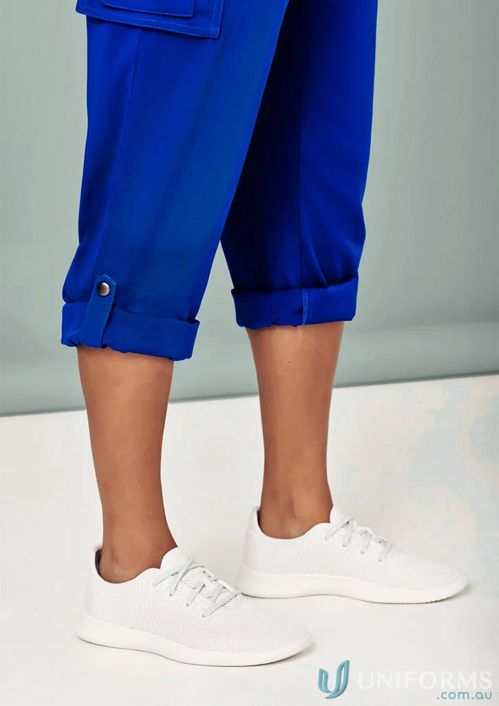 Blue capri pants with white sneakers Bizcare Avery Straight Leg Scrub Pant CSP944LL