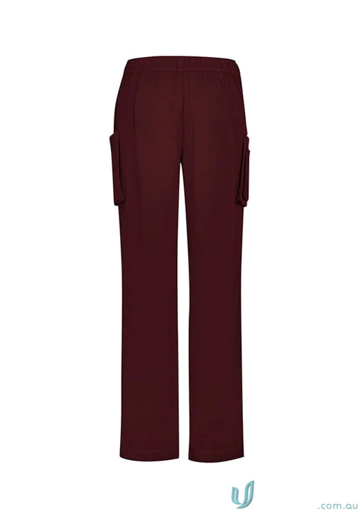 Maroon cargo pants from Bizcare Avery Straight Leg Scrub Pant CSP944LL