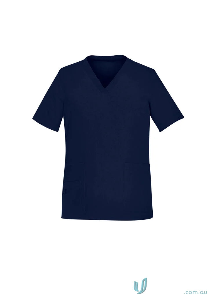Navy blue Avery V-Neck Scrub Top for women with all-day comfort from Bizcare Avery V-Neck Scrub