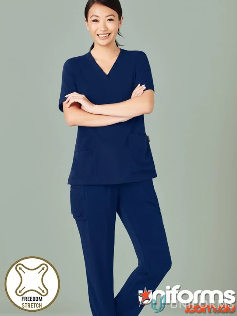 Navy blue Womens Avery V-Neck Scrub Top offering all-day comfort
