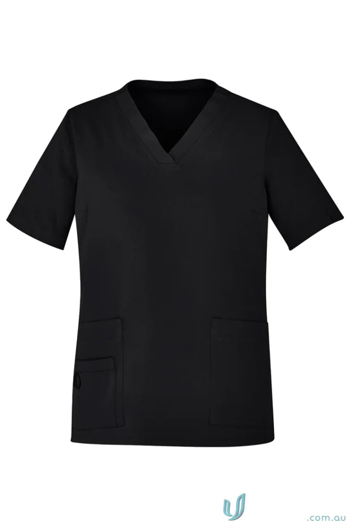 Black Bizcare Avery V-Neck Scrub Top for women, all-day comfort and style