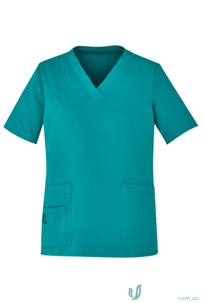 Teal Avery V-Neck Scrub Top for womens Avery all-day comfort in stylish design