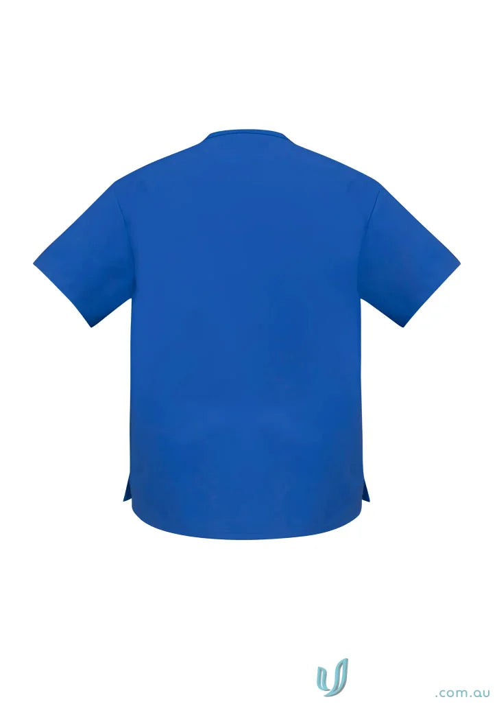 Royal blue BizCare Classic Unisex Scrub Top with V-neck and side vents