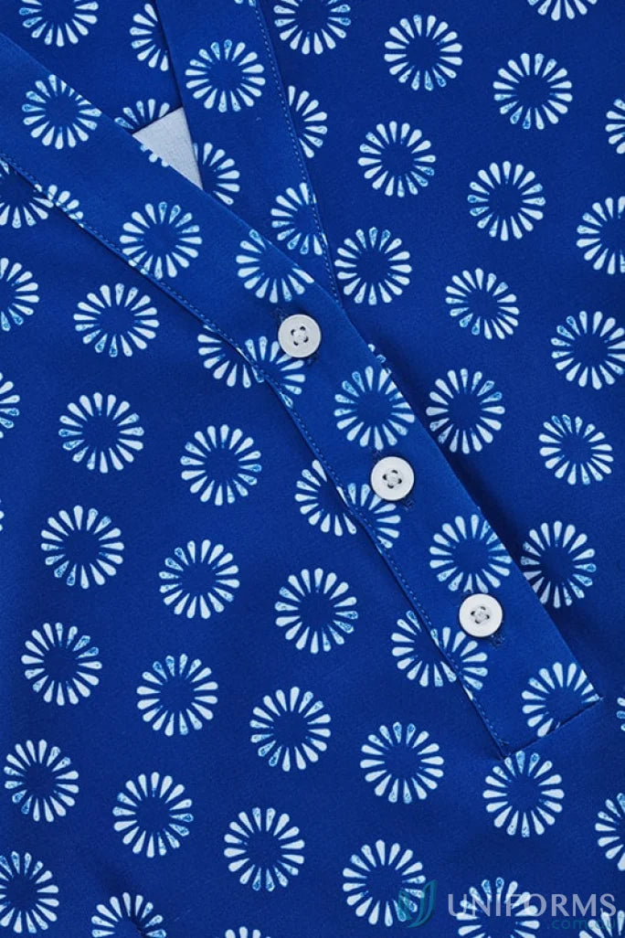 Blue patterned blouse with buttons from Bizcare Women’s Daisy Print Tunic featuring easy stretch daisy fabric