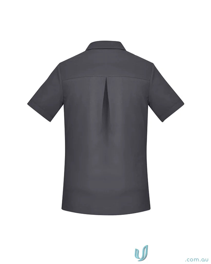 Dark gray Bizcare Women’s Florence CS947LS short-sleeved shirt with pleat and hidden bust button