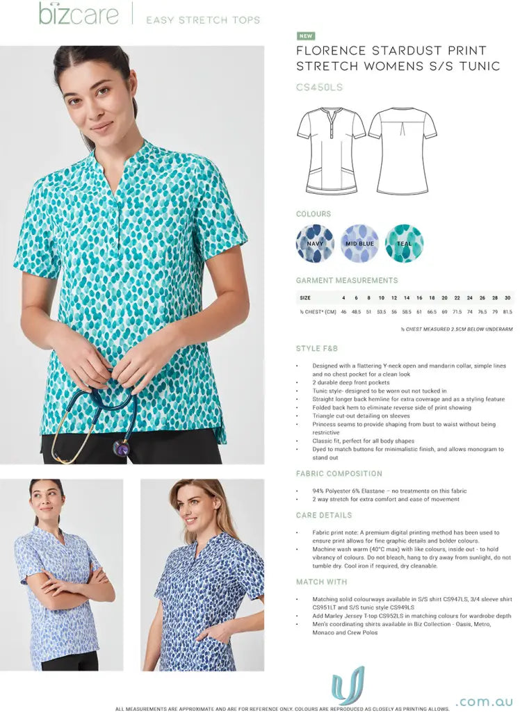 Florence Stardust Print Tunic by Bizcare Women’s Florence, stylish stardust print tunic