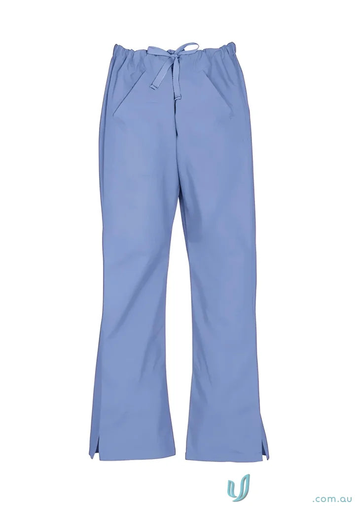 Blue drawstring scrub pants in soft-touch fabric from BizCare Classic Ladies Scrubs Bootleg Pant