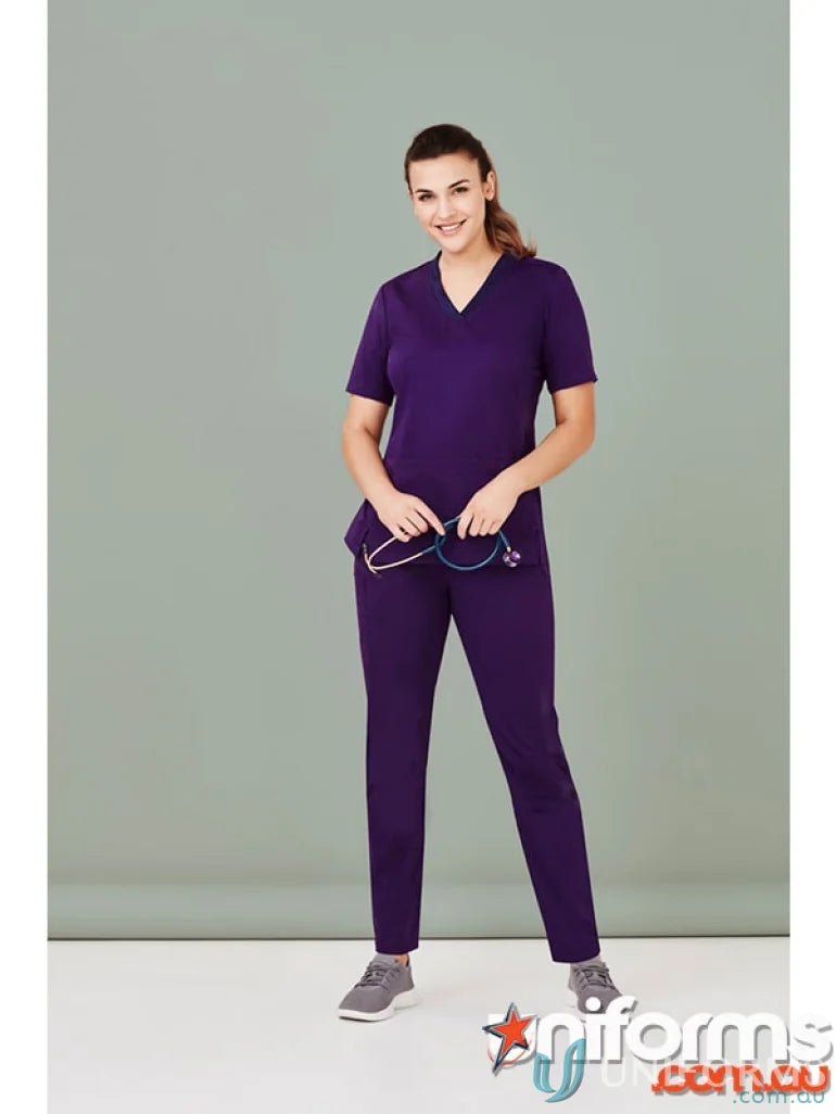 Purple biz care women’s riley straight leg scrub pant for comfy workdays