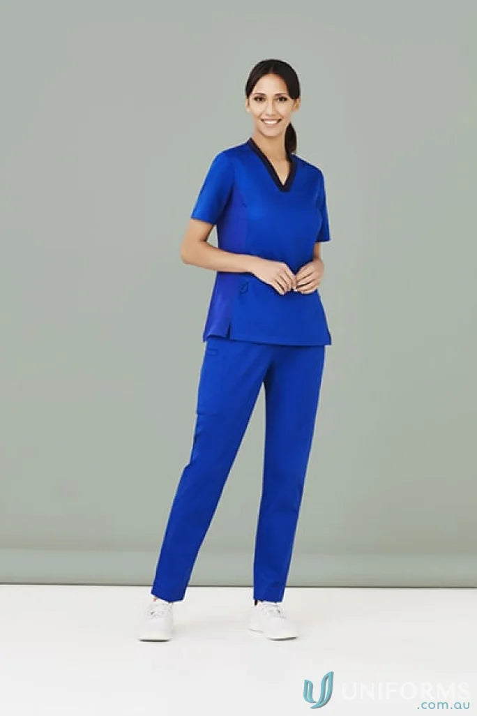 Blue BizCare women’s Riley straight leg scrub pant for comfortable medical wear