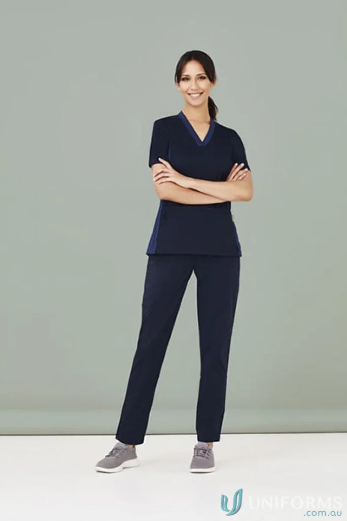 Navy blue Riley straight leg scrub pant from Biz Care women’s medical scrubs
