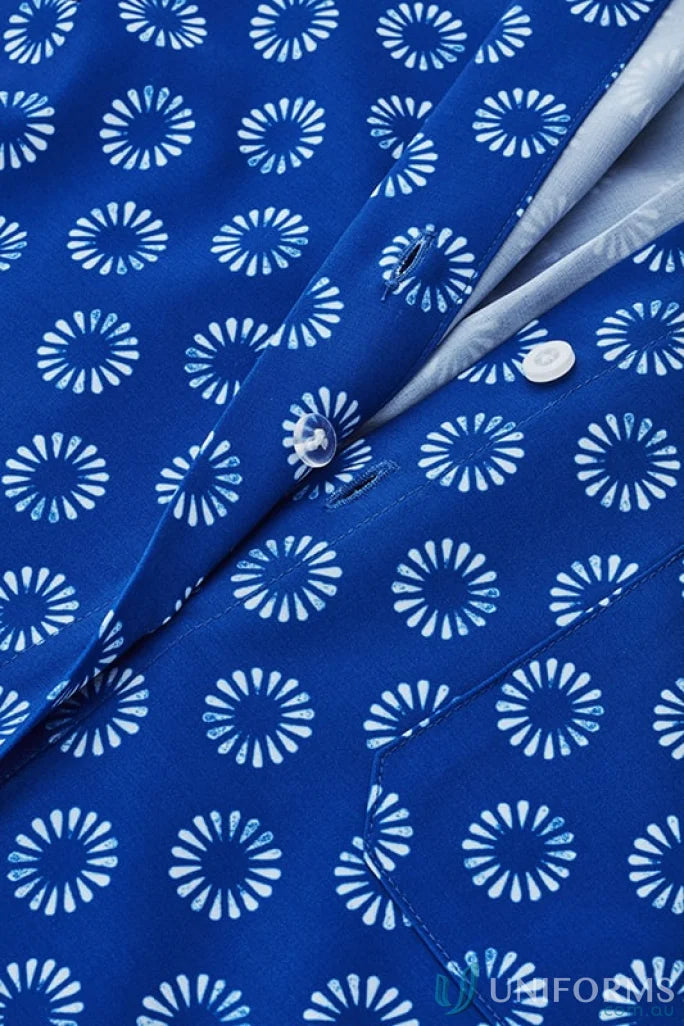 Blue Bizcare Stretch Daisy Print SS Shirt with florence daisy print and effortless style