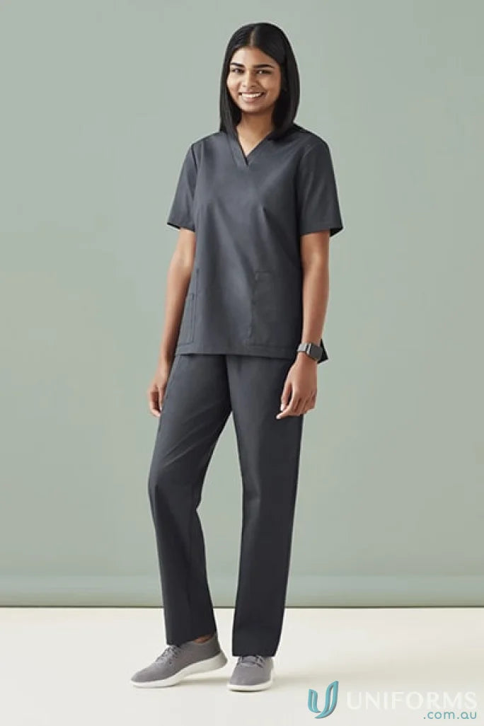 Gray Biz Care women’s Tokyo scrub pant with CSP143LL elastic waistband for comfort