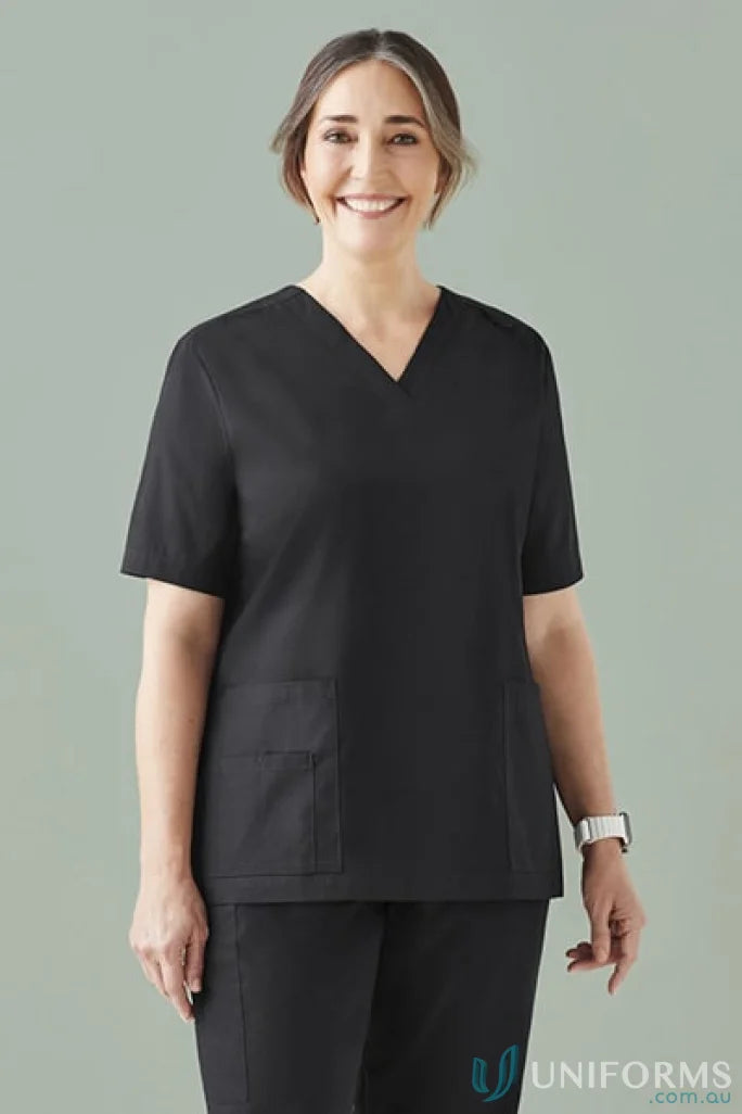 Black medical scrub set from Bizcare Women’s Tokyo Scrub Top for feeling fresh