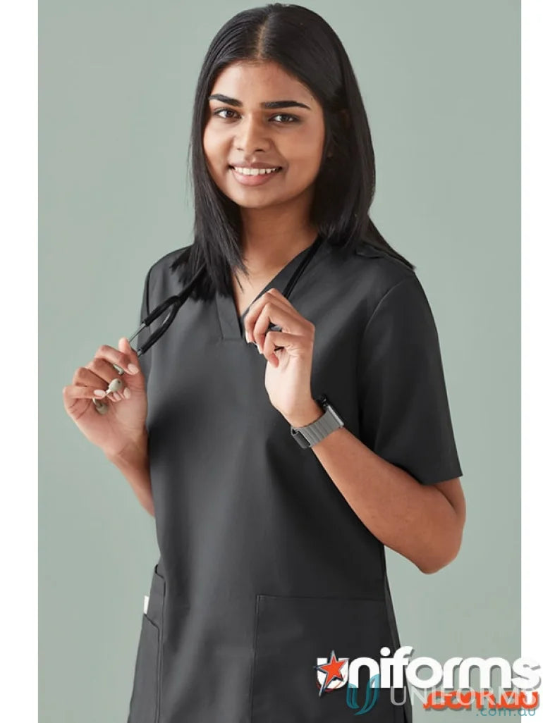 Dark gray women’s tokyo scrub top from Bizcare Women’s for feeling fresh and comfy