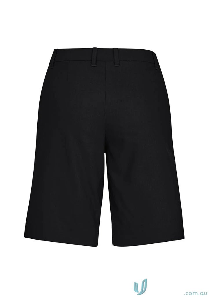 Black wide-leg waist cargo short with flat front for Bizcare Women’s Comfort CL957LS