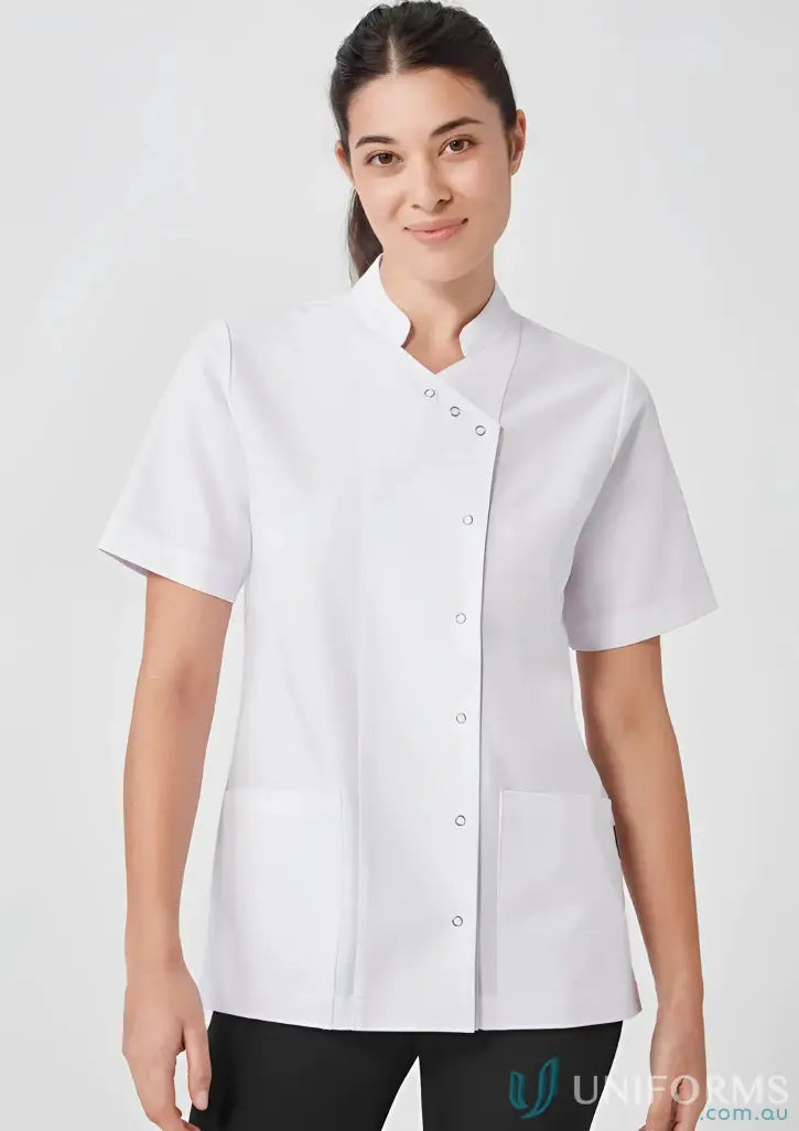 Bizcare Women’s Essence Jacket CPT451LS with white medical tunic and durable water repellent