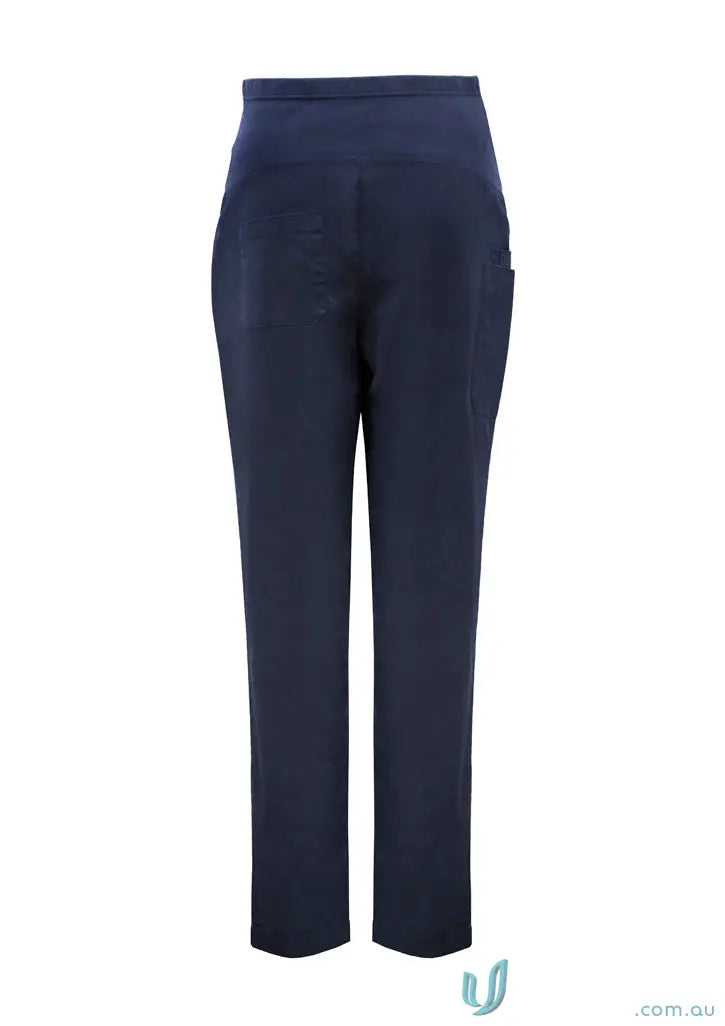 Dark blue rose maternity scrub pant with side pockets and SilverPlus antibacterial treatment