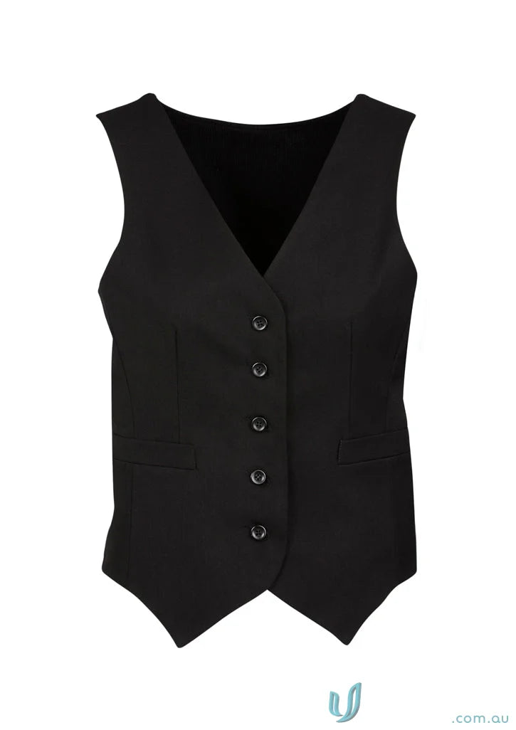 Black button-up vest made of bamboo charcoal for work uniforms and workwear