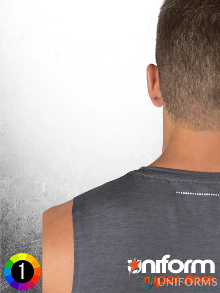 Gray sleeveless shirt from Black Kanvas with aegis microbe shield and cooldry tech