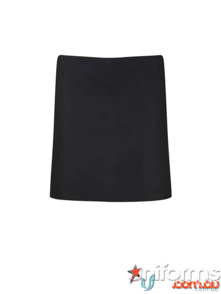 Black knee-length A-line skirt perfect for uniforms and workwear as a length apron