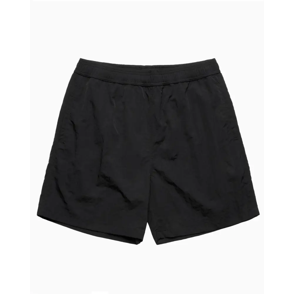 Black Portsea swim shorts with elastic waistband and recycled nylon