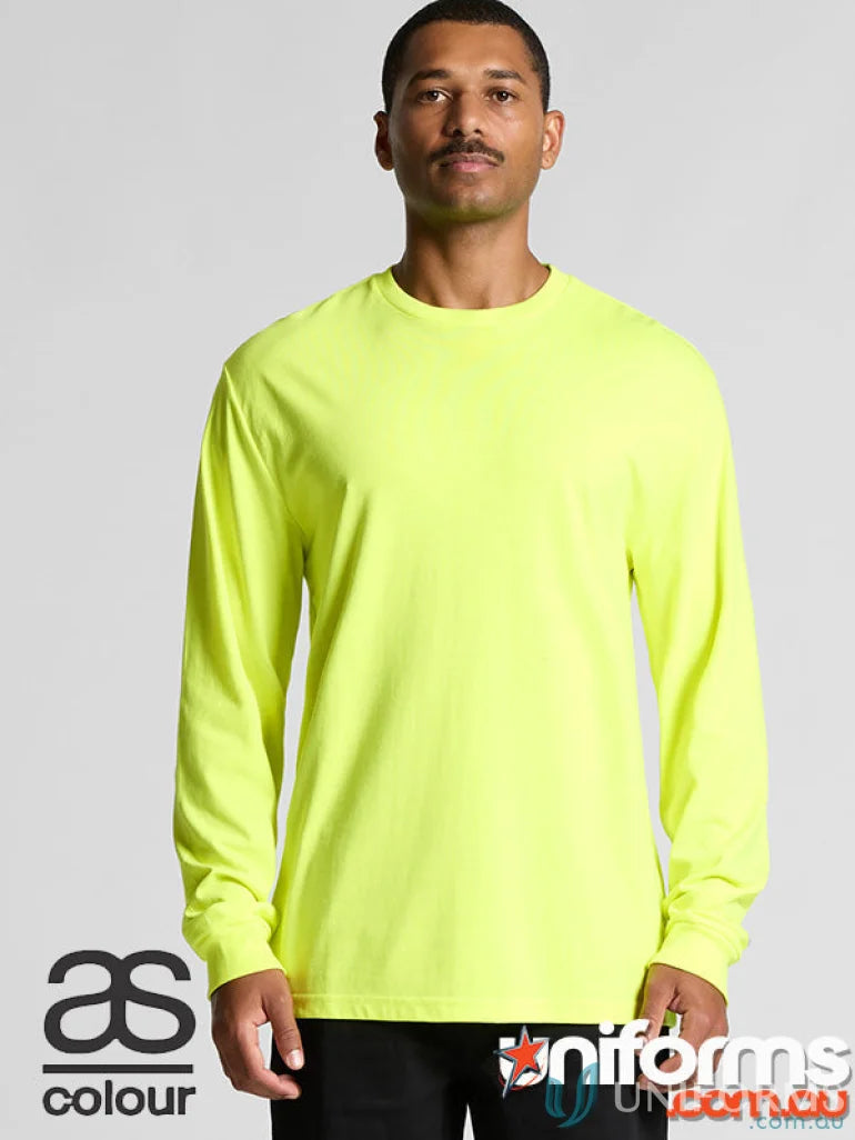 Neon yellow long-sleeved work uniform shirt from Block Safety LS Tee with printing details