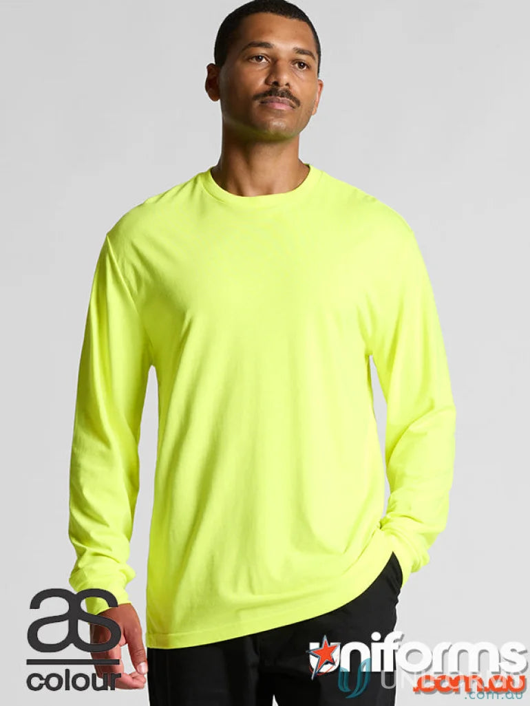 Neon yellow long-sleeved work uniforms shirt from Block Safety LS Tee featuring printing techniques