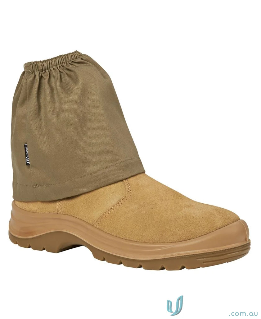 Tan work boot with gaiter ideal for work uniforms and tough workwear situations