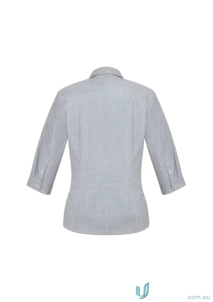 Gray and white striped Boronia Ladies 3Q Shirt, perfect for ladies Ellison or Biz collection