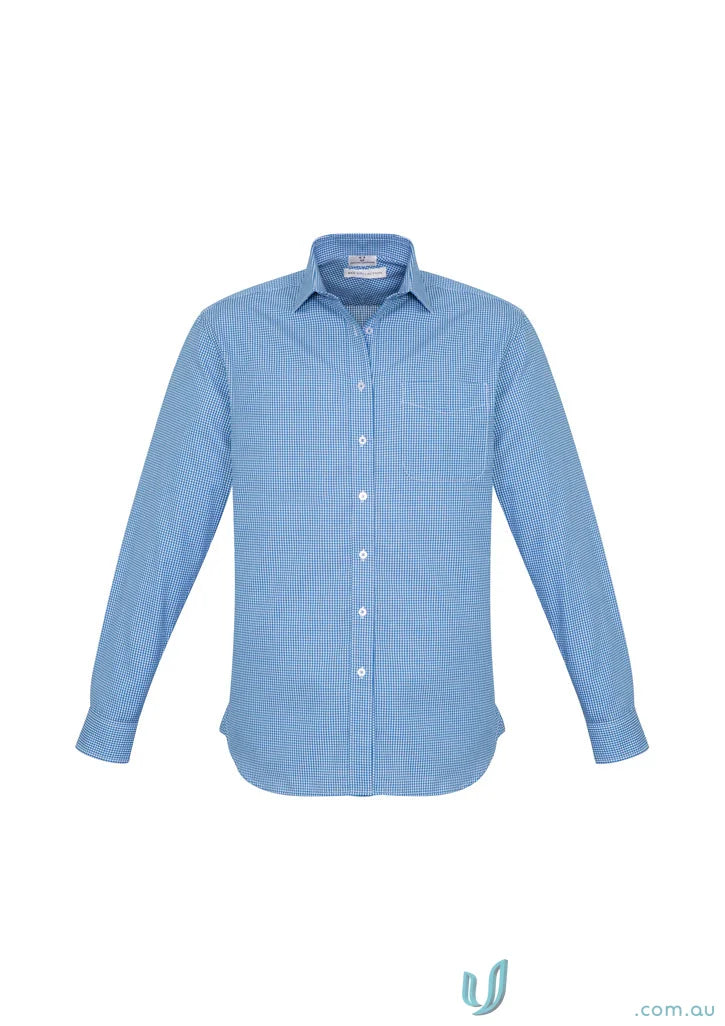 Blue checkered long sleeve Boronia LS Shirt, men’s Ellison business shirt style