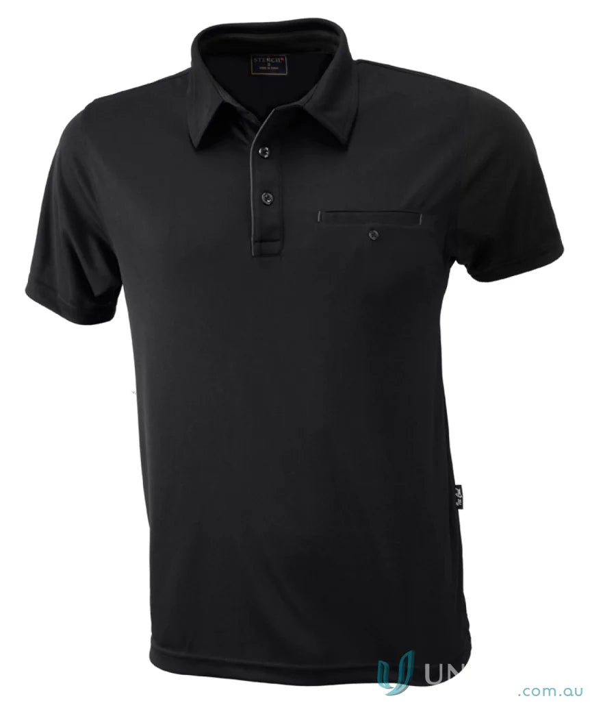 Black short-sleeved Boston polos shirt perfect for uniforms and casual wear