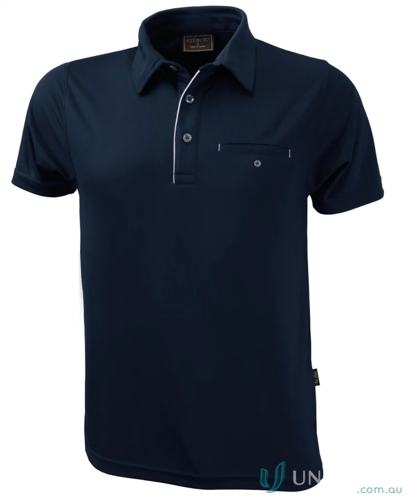 Navy blue Boston polos with white trim, perfect for casual uniforms