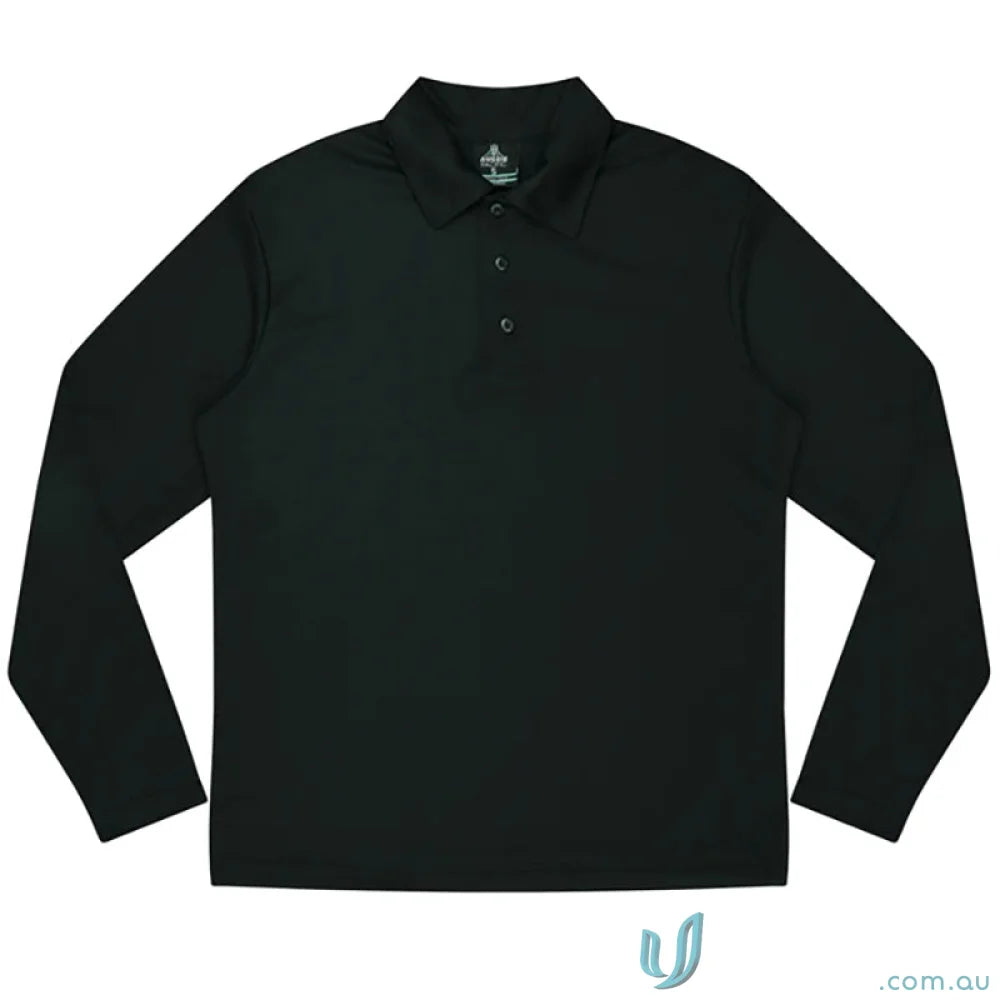 Black long-sleeved polo shirt from Botany Mens Polo, perfect workwear for men