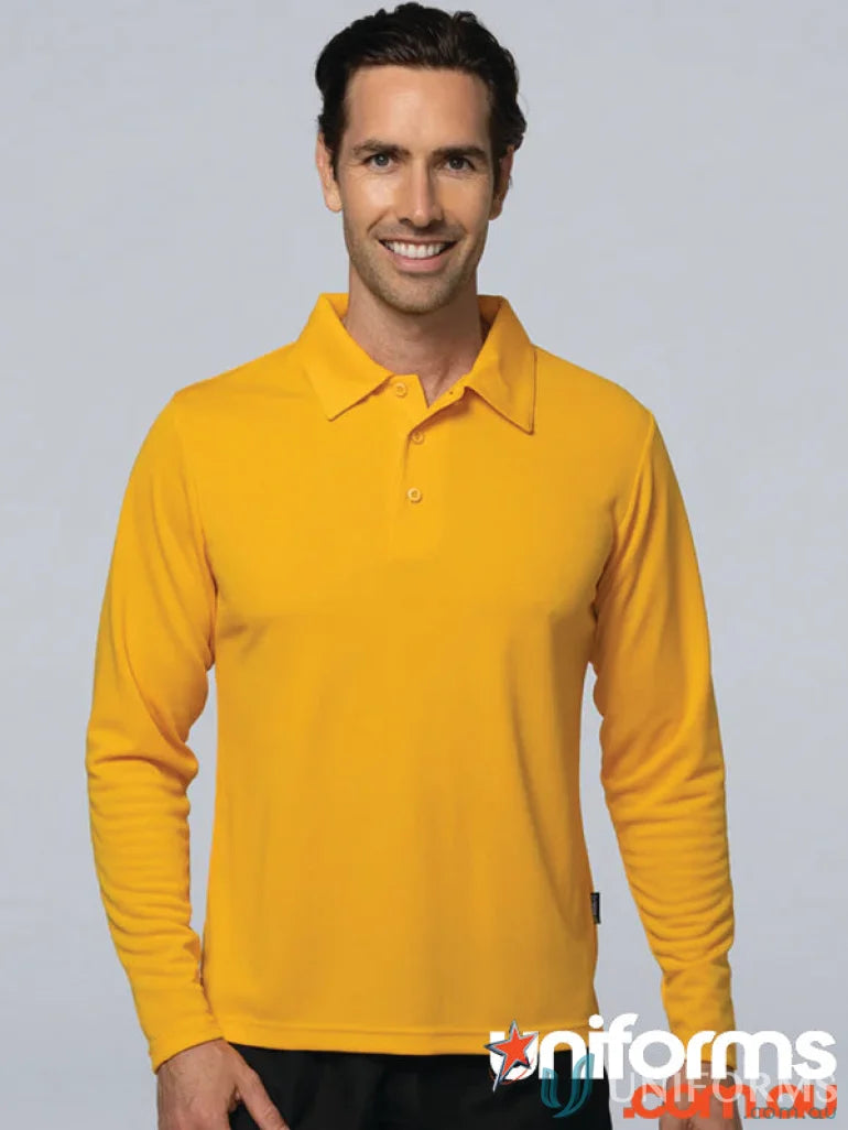 Long-sleeved yellow mens polo shirt from Botany Mens Polo, perfect for workwear uniforms
