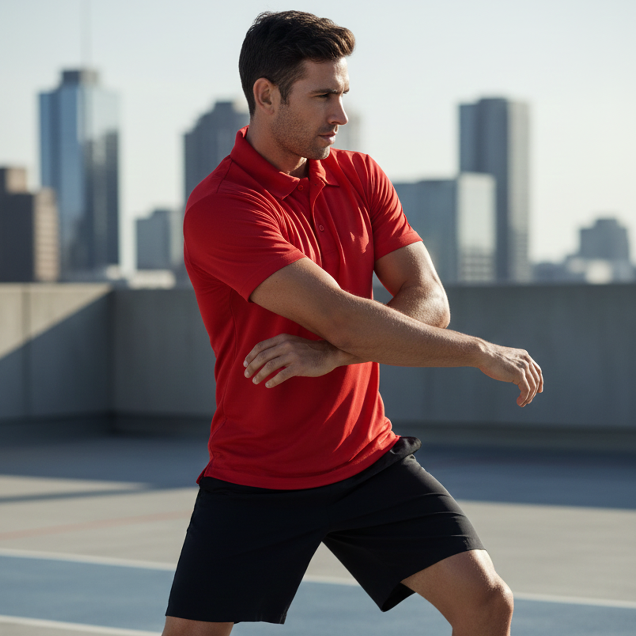 Vibrant red Botany Polo shirt in workwear fabric with classic collar