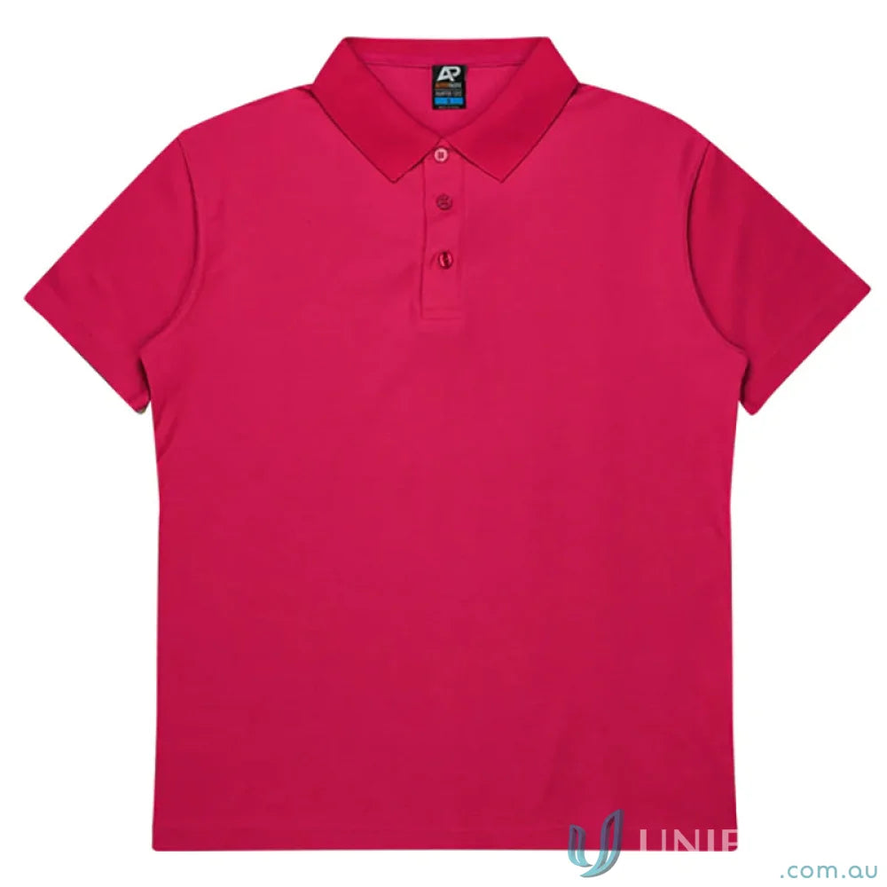 Hunter Kids Polo in vibrant fuchsia, pique knit, perfect for uniforms or workwear