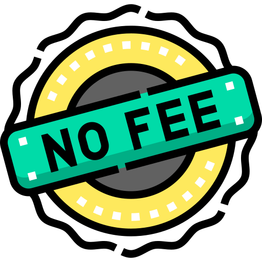 Teal yellow no fee stamp seal on BRD: NO Fee, no small order fee