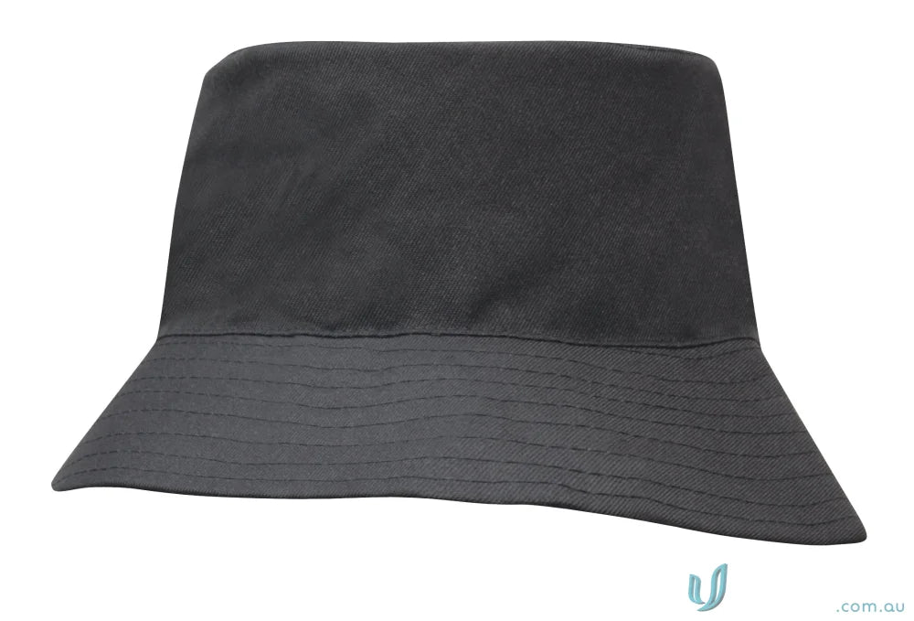 Plain dark gray bucket hat from Breathable Poly Twill workwear collection, perfect for uniforms