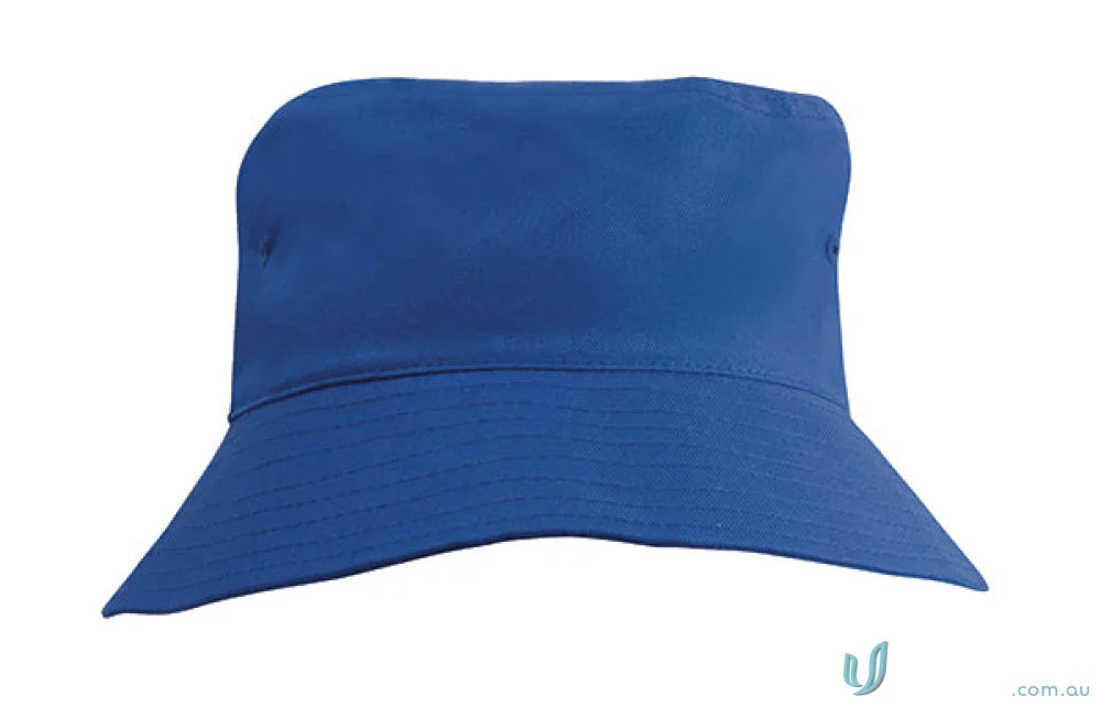 Royal blue breathable poly twill childs bucket hat for uniforms or casual workwear