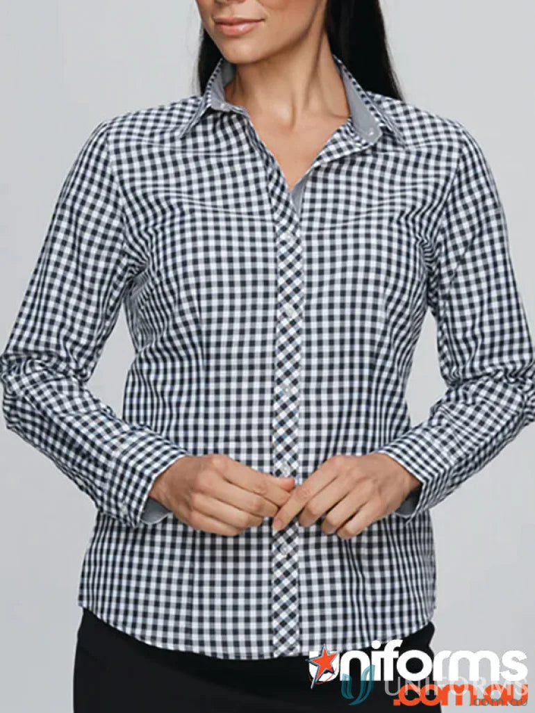 Black and white checkered Brighton Lady Shirt L/S, stylish lady shirt for women