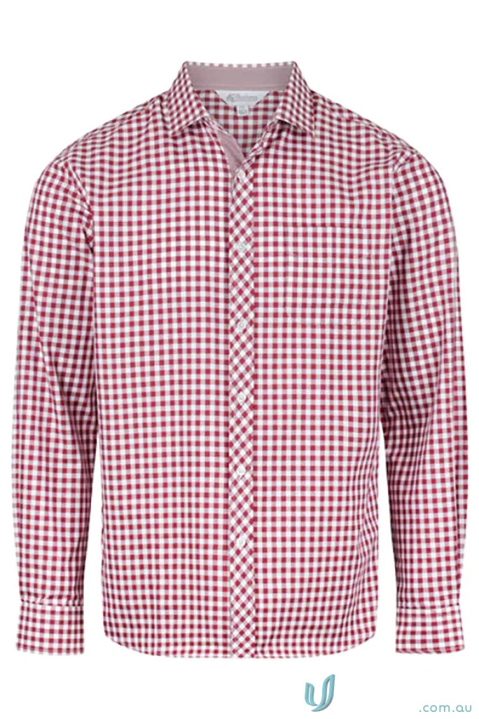 Brighton LS Shirt with fashionable check design in red and white checkered style