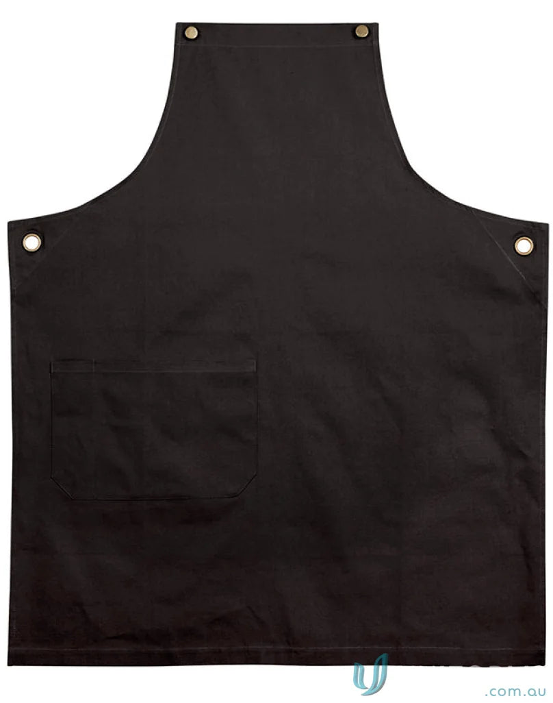 Black canvas apron with pocket from Brunswick Bib Apron collection, perfect functional workwear