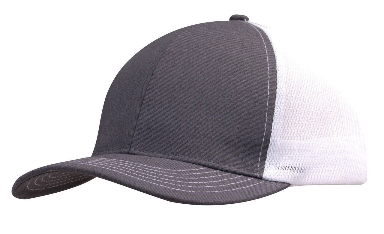 Two-tone trucker hat in brushed cotton with mesh back for workwear uniforms