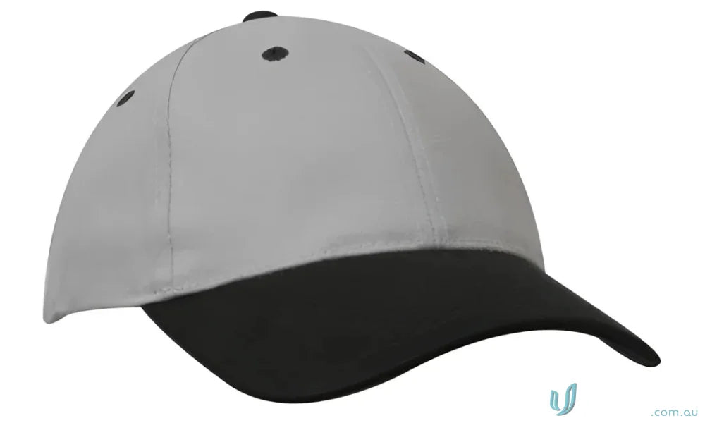 Gray and black heavy brushed cotton cap with contrasting peak for a cool look