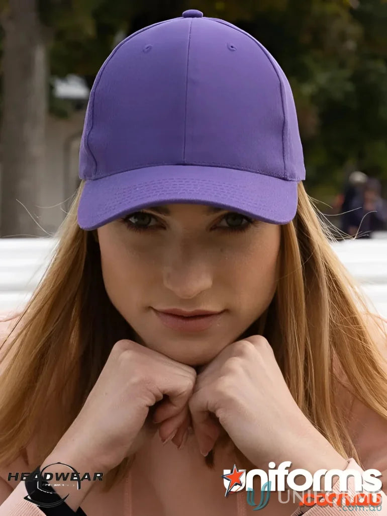 Purple brushed cotton cap with contrasting peak and heavy brushed cotton feel