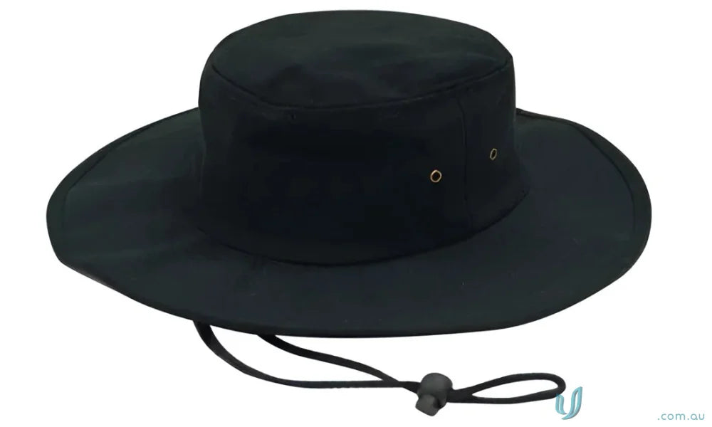 Black wide-brimmed sun hat from Brushed Heavy Cotton Hat for stylish sunny days