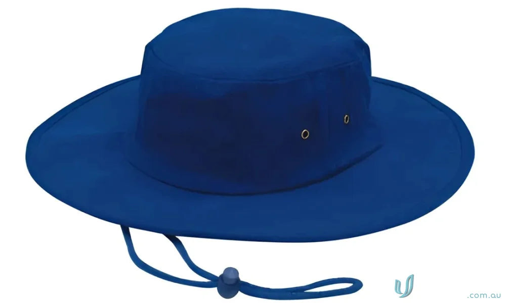 Blue sun hat with chin strap from Brushed Heavy Cotton Hat, perfect for outdoor fun