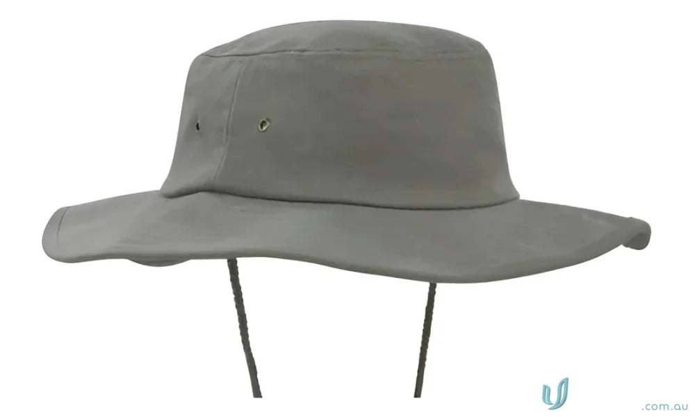 Gray wide-brimmed sun hat from Brushed Heavy Cotton Hat, perfect for sunny days