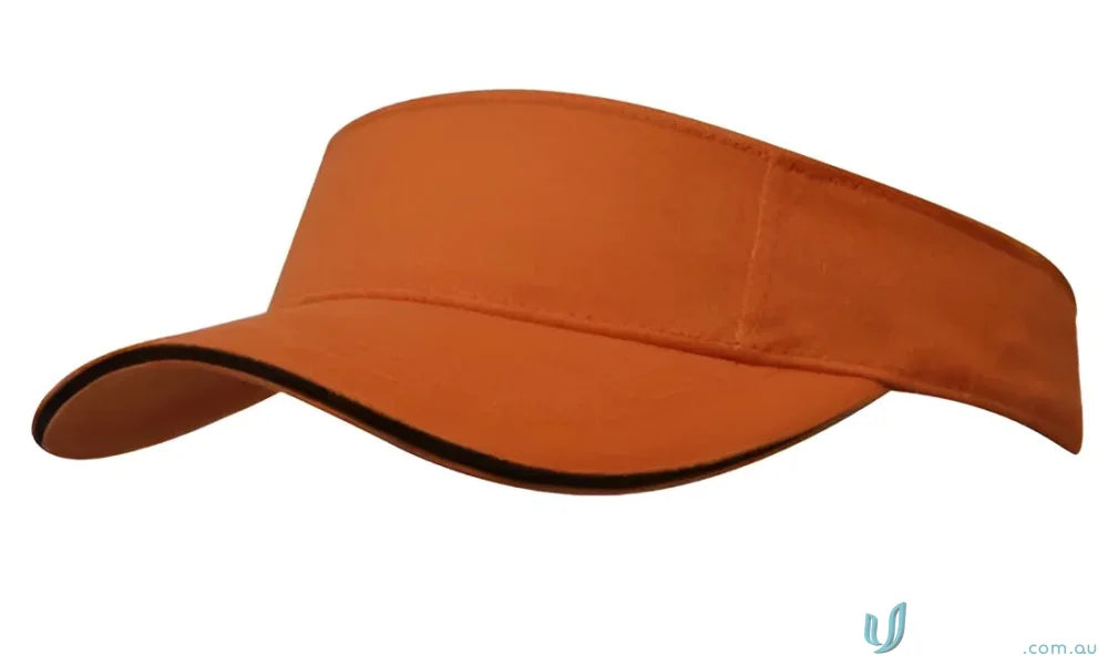 Orange sun visor with black trim perfect for workwear and uniforms